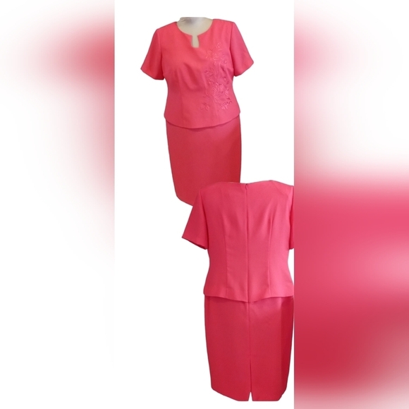 Jessica Howard women's petite size 14. Coral with embroidered flowers - Picture 1 of 12
